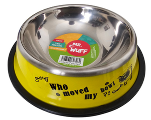 Plato para Perro Mr. Wuff - Acero Inoxidable (9 Onzas) - Amarillo