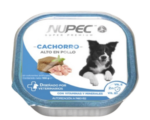 Nupec Cachorro, alto en pollo, alimento humedo.