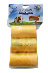 Bolsas sanitarias para perros 3 rollos Amarillo