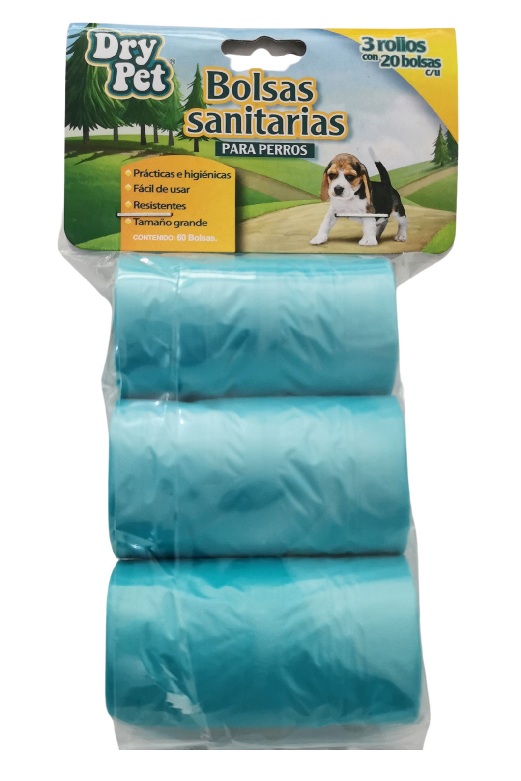 Bolsas sanitarias para perros 3 rollos verde
