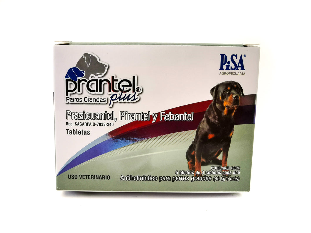 Pastilla Individual Prantel Plus Perros Grandes - Desparasitante para Perros de 40 kg o Más