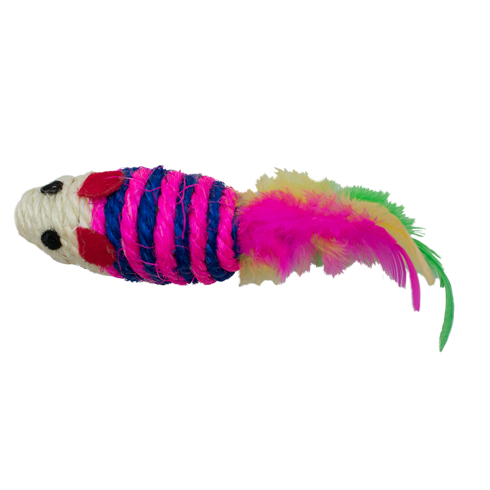 JUGUETE PARA GATO RATON CON PLUMA