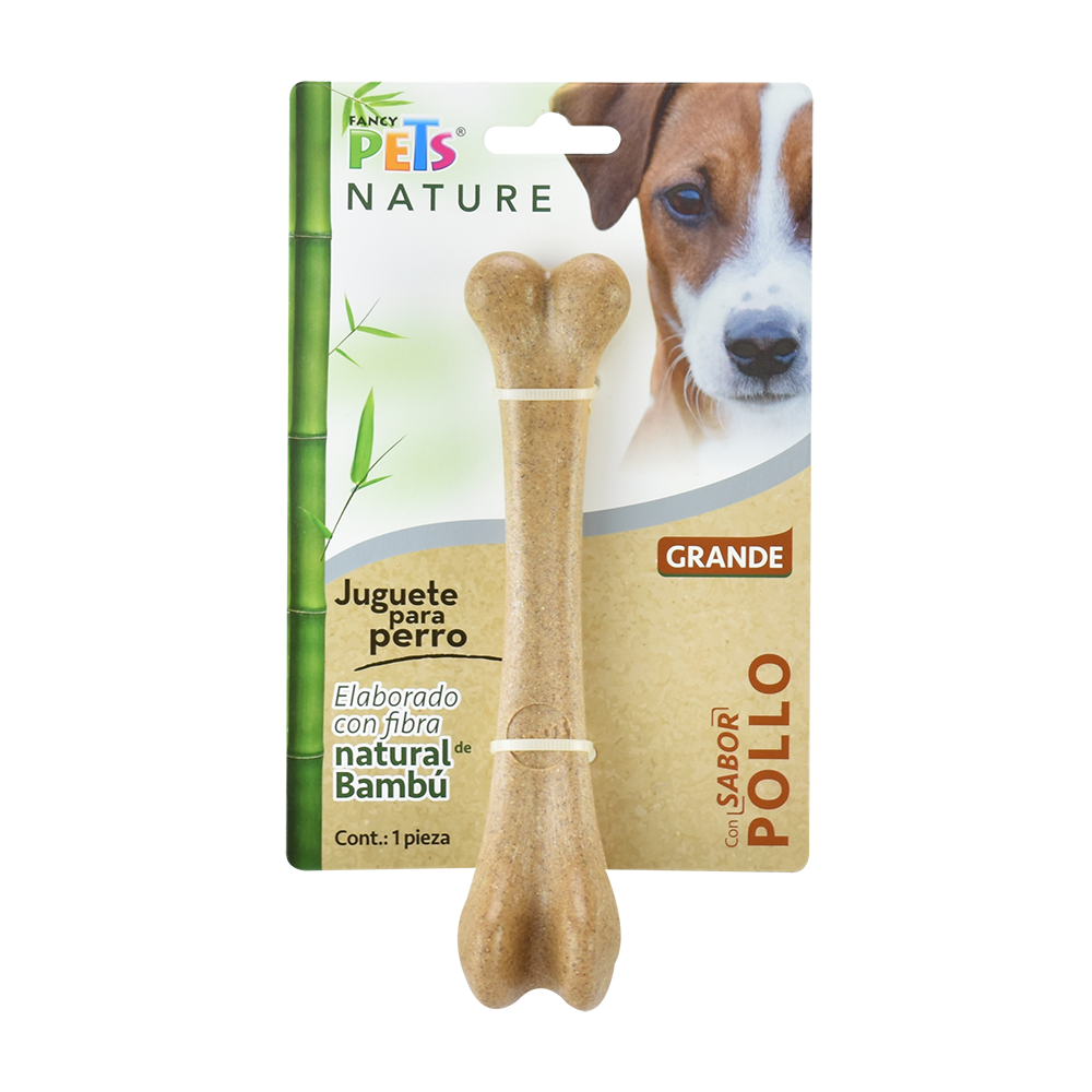 JUGUETE HUESO DE BAMBU GRANDE POLLO
